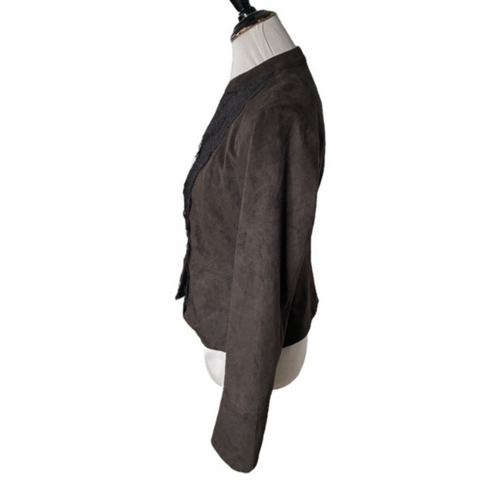 Nanette Lepore Faux Suede Lace Jacket Black Size 6 - Picture 4 of 8